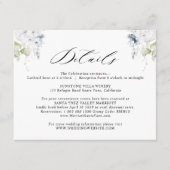 Elegante Details zu Hochzeiten in Weiß und Blauer Begleitkarte (Vorderseite)