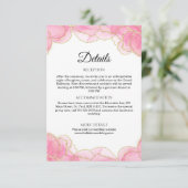 Elegante Details zu modernen Rosa- und Gold-Hochze Begleitkarte (Stehend Vorderseite)