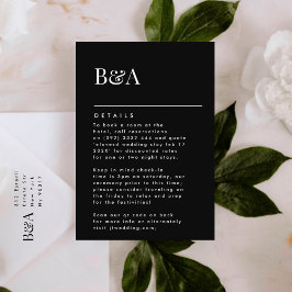 Elegante Details zu modernen Schwarzen Monogrammen Begleitkarte