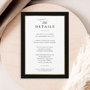 Elegante Details zu Schwarz und Gold Hochzeiten Begleitkarte