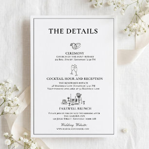 Elegante Details zum Hochzeitswochenende Zeitplan Begleitkarte