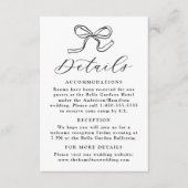 Elegante Details zur Black Bow Hochzeit Begleitkarte (Vorderseite)