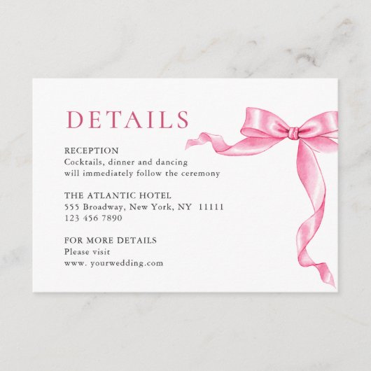 Elegante Details zur Hochzeit in sanften rosa Hand Begleitkarte (Vorderseite)