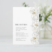 Elegante Details zur Hochzeit in White Magnolia Begleitkarte (Stehend Vorderseite)