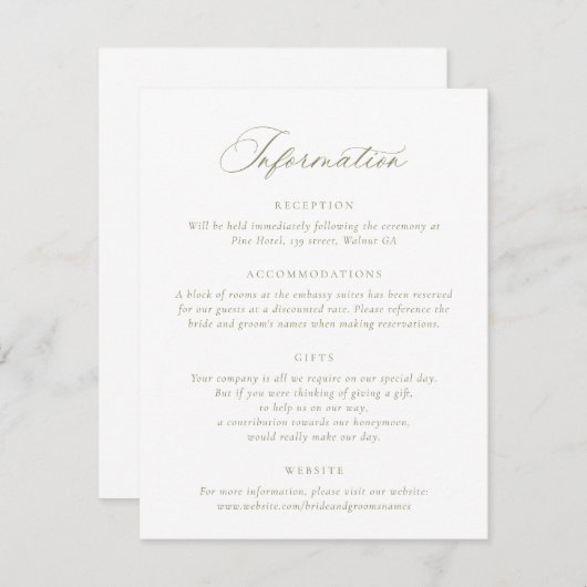 Elegante Details zur Kalligrafie-Skriptsprache Hoc Einladung (Vorne/Hinten)