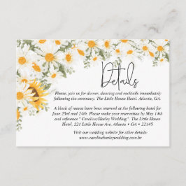 Elegante Details zur Sonnenblume Daisy Wedding Begleitkarte