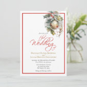 Elegante Dezember Weihnachts-Rote-Hochzeit Einladung (Stehend Vorderseite)