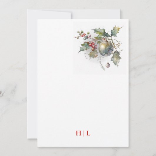 Elegante Dezember Weihnachts-Rote-Hochzeit Einladung (Rückseite)