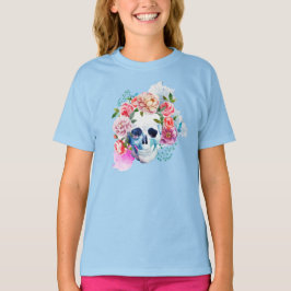 Elegante Dia de los Muertos Shirt Floral Skull