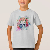 Elegante Dia de los Muertos Shirt Floral Skull (Vorderseite)