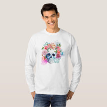 Elegante Dia de los Muertos Shirt Floral Skull