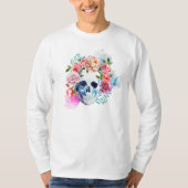 Elegante Dia de los Muertos Shirt Floral Skull (Vorderseite)