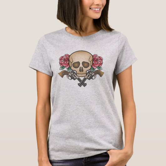 Elegante Dia de los Muertos Skull and Guns | Shirt (Vorderseite)