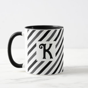Elegante Diagonal Stripes Black Novelty Tasse
