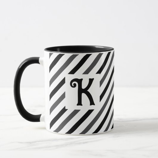 Elegante Diagonal Stripes Black Novelty Tasse (Links)