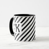 Elegante Diagonal Stripes Black Novelty Tasse (Vorderseite Links)