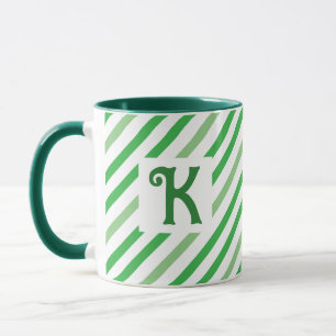 Elegante Diagonal Stripes Grüne Neuheit Tasse