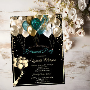 Elegante Diamant-Balloons Schwarz Rente Einladung