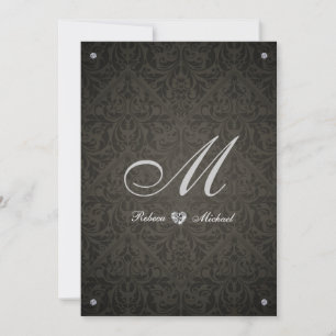 Elegante Diamant-Damast-Monogramm-Hochzeit lädt Einladung