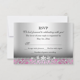 Elegante Diamant-Rosa RSVP Karte