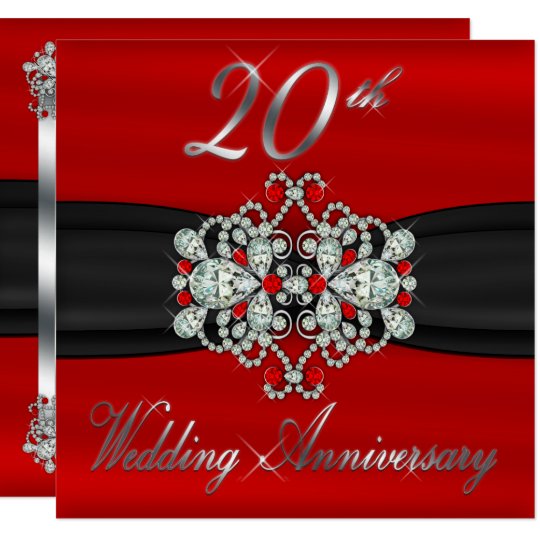 Elegante Diamant Rubin 20 Hochzeitstag Einladung Zazzle De