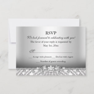 Elegante Diamant Silber RSVP Karte