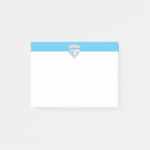 Elegante Diamant & Tiara auf Türkisblau & Weiß Post-it Klebezettel