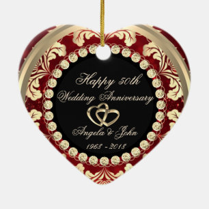 Elegante Diamanten 50. Hochzeitstag Keramik Ornament
