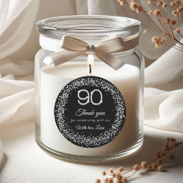 Elegante Diamanten 90. Geburtstag Dankeschön-Aufkl Runder Aufkleber