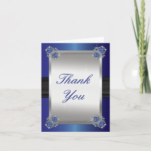 Elegante Diamanten Blauer Spinell 65. Hochzeitst Dankeskarte