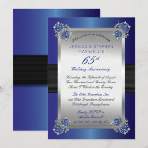 Elegante Diamanten   Blauer Spinell 65. Jubiläum Einladung