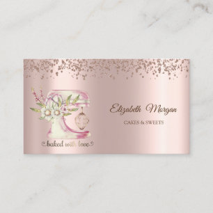 Elegante Diamanten Blumenmischer Roségold Bäckerei Visitenkarte