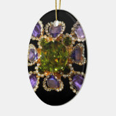 Elegante Diamanten lila Grünsteine Keramik Ornament (Links)