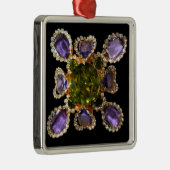 Elegante Diamanten lila Grünsteine Silbernes Ornament (Rechts)