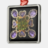 Elegante Diamanten lila Grünsteine Silbernes Ornament (Links)