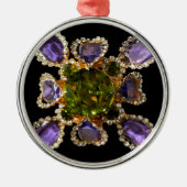 Elegante Diamanten lila Grünsteine Silbernes Ornament (Vorne)