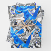 Elegante Diamanten und blaue Bogen Geschenkpapier Set (Beispiel)