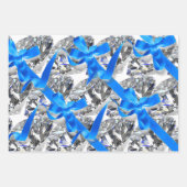 Elegante Diamanten und blaue Bogen Geschenkpapier Set (Vorderseite)