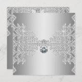Elegante Diamanten und Silberhochzeit Einladung (Vorne/Hinten)