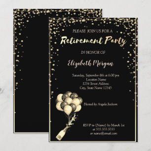Elegante Diamantene Rahmen, Ballons, Ruhestandsfei Einladung