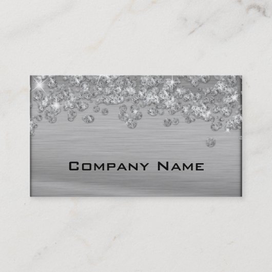 Elegante Diamond Appeal Silver Business Card Visitenkarte (Vorderseite)