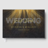 Elegante Diamond Black and Gold Diamond Wedding Gästebuch (Vorderseite)