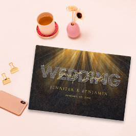 Elegante Diamond Black and Gold Diamond Wedding Gästebuch