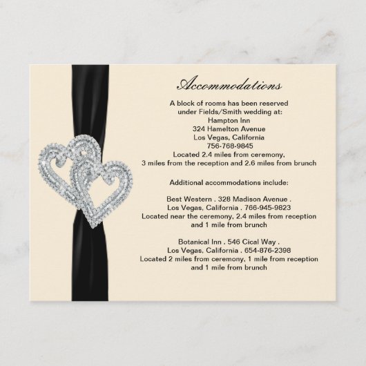 Elegante Diamond Black Ribbon Einschließkarten Begleitkarte (Vorderseite)