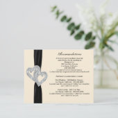 Elegante Diamond Black Ribbon Einschließkarten Begleitkarte (Stehend Vorderseite)