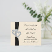 Elegante Diamond Black Ribbon Empfang Cards Einladung (Stehend Vorderseite)