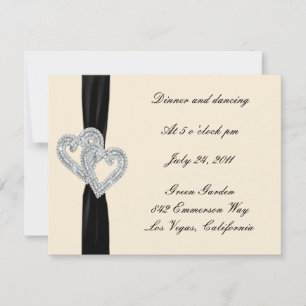 Elegante Diamond Black Ribbon Empfang Cards Einladung