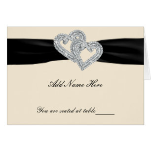 Elegante Diamond Black Ribbon-Platzkarten
