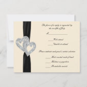 Elegante Diamond Black Ribbon Response Cards RSVP Karte (Vorderseite)