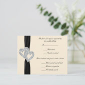 Elegante Diamond Black Ribbon Response Cards RSVP Karte (Stehend Vorderseite)